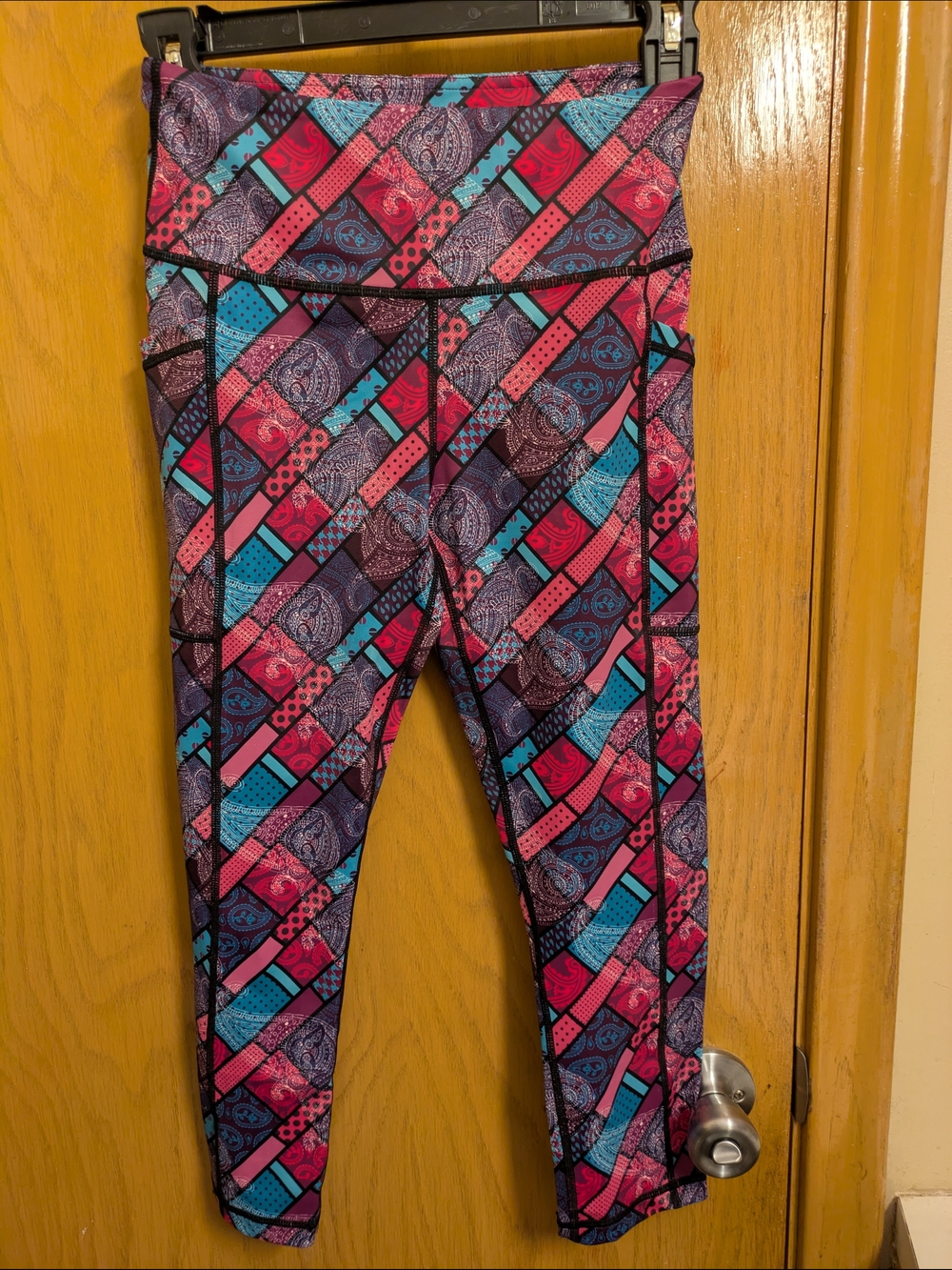 Constantly Varied Gear  Pink, Blue & Purple Paisley Colorblock Capri